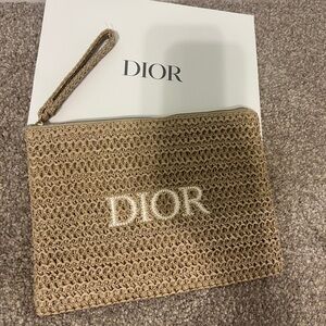 Dior Raffia Tan Woven Clutch Bag
